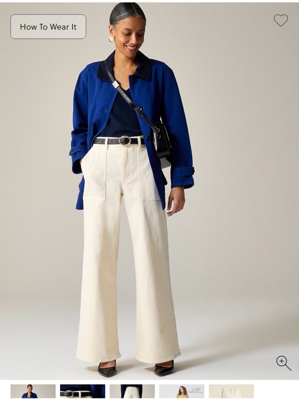 J.Crew Ecru camp-pocket wide-leg Jean